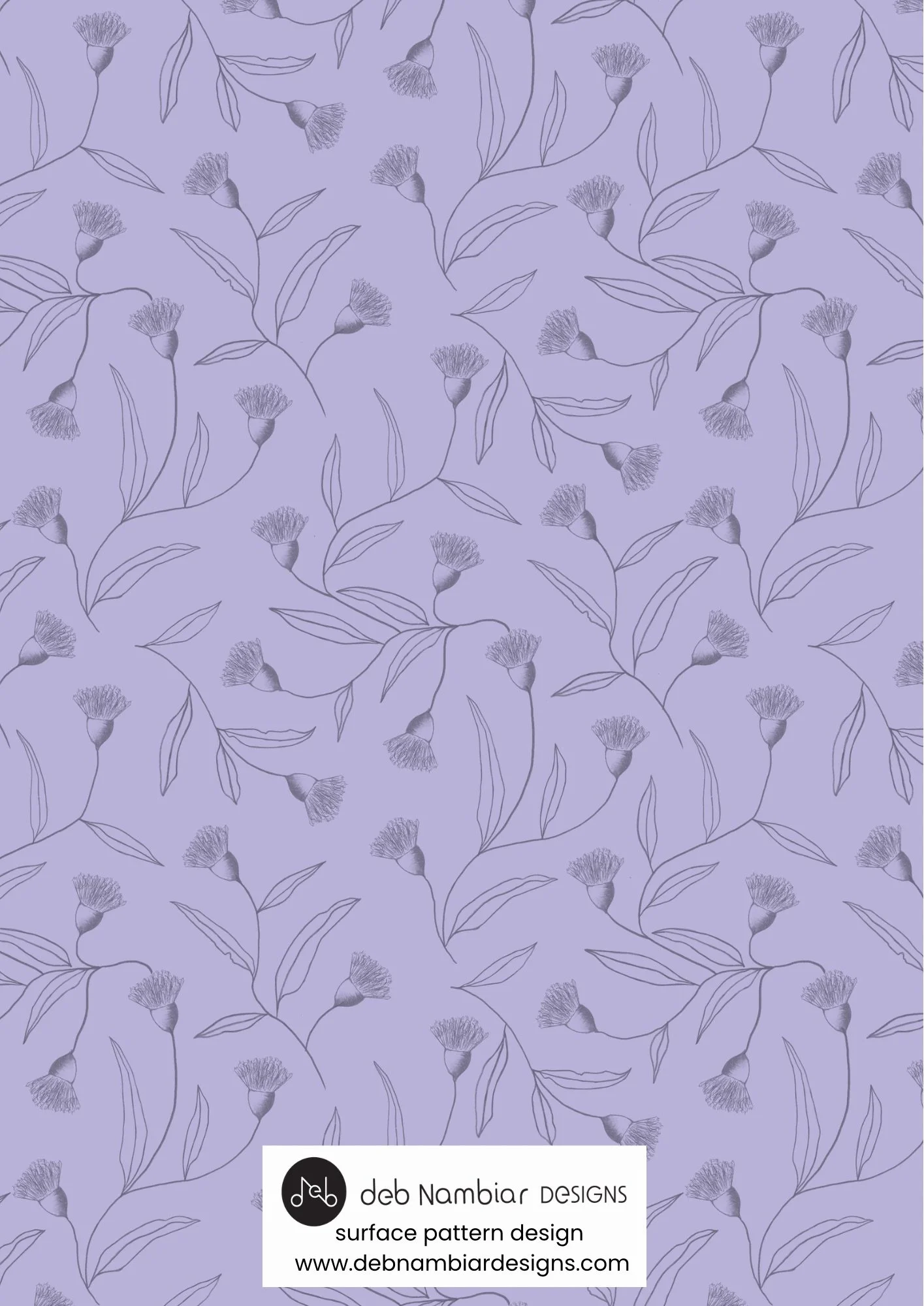 Flowering Gum Trails - Tasman Blue - Soft Purple Tonal