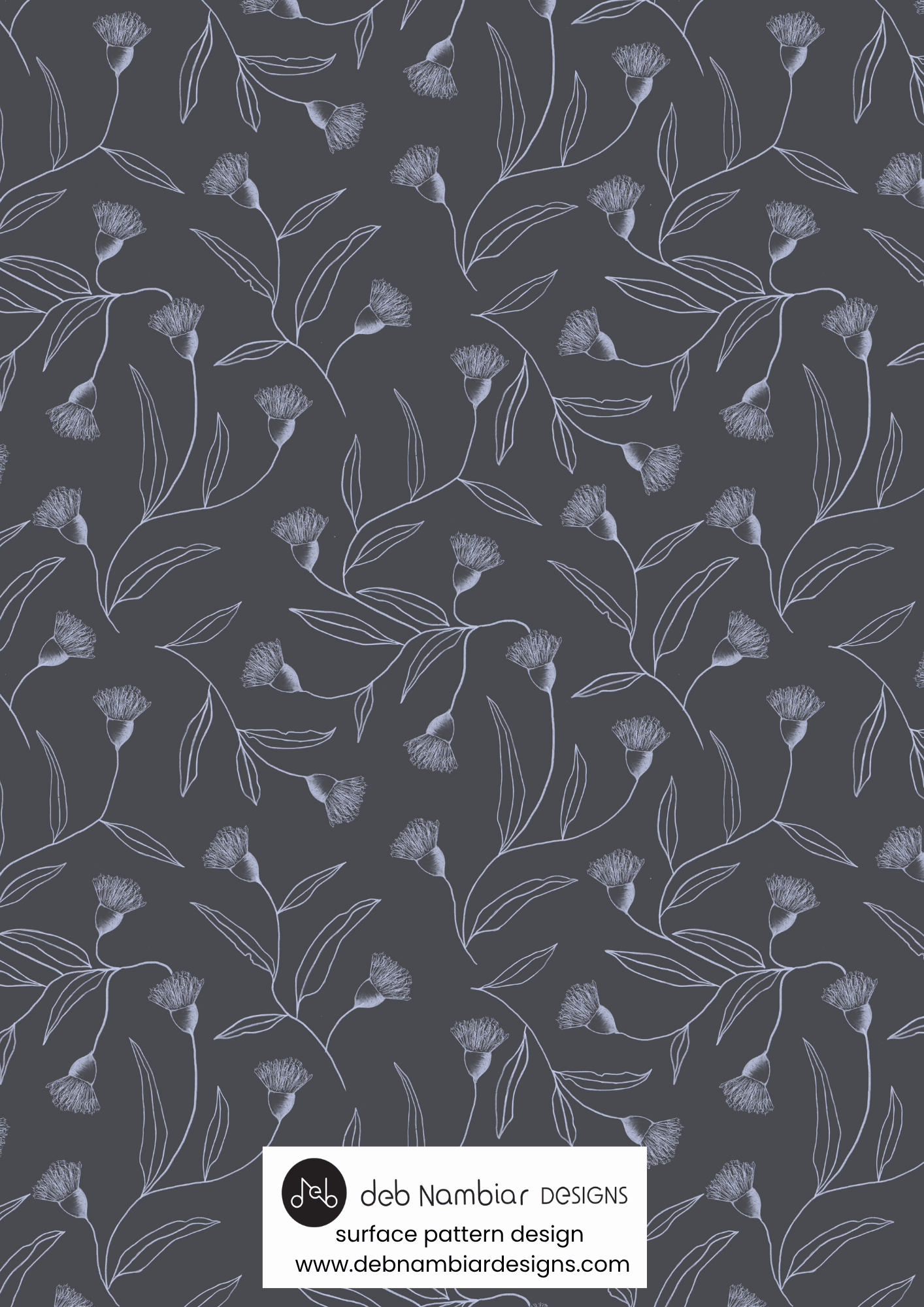 Flowering Gum Trails -  Native Bush Green  - Deep Purple Grey Tonal