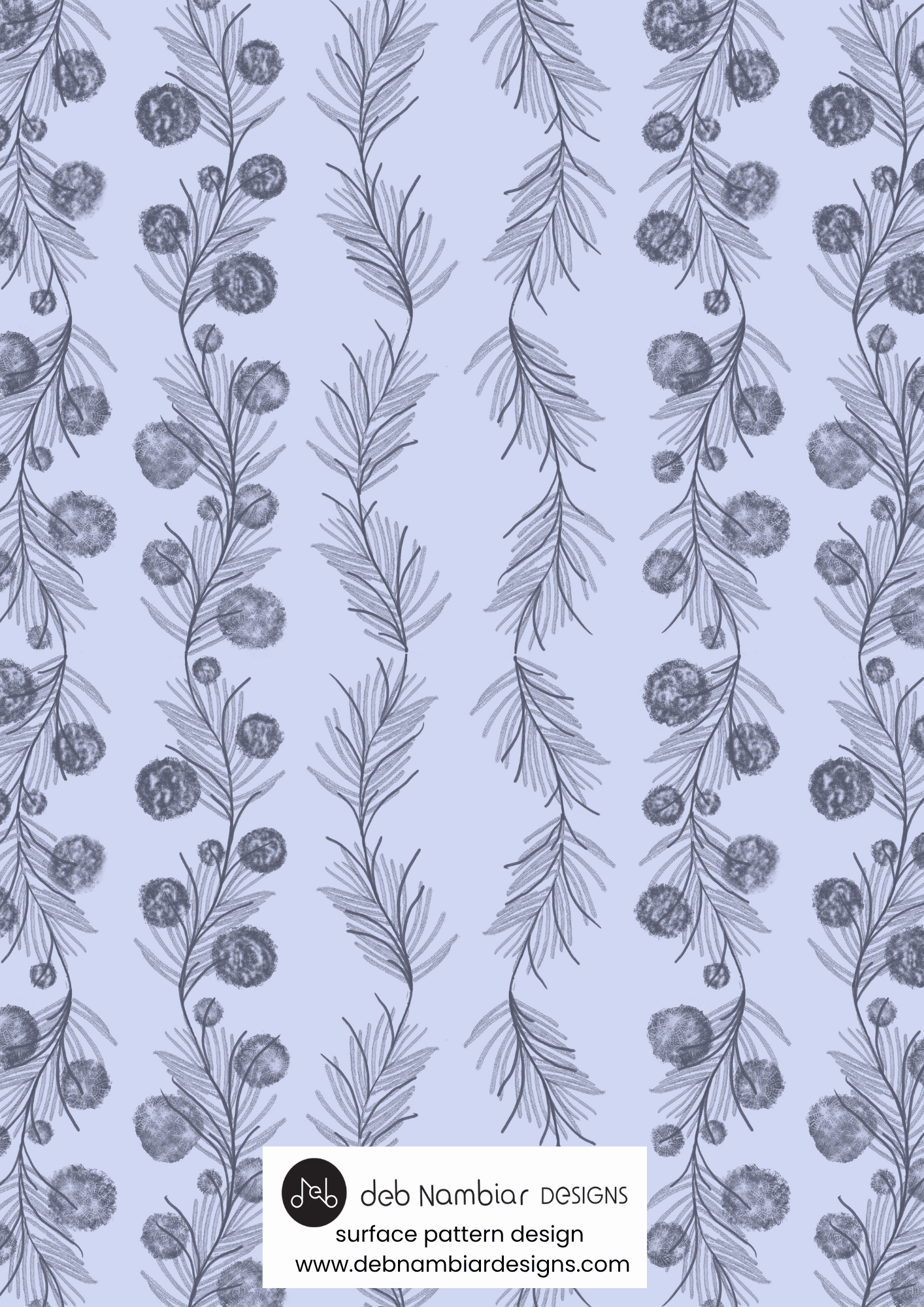 Wattle & Kōwhai Vine - Native Bush Green - Soft Purple Grey Tonal