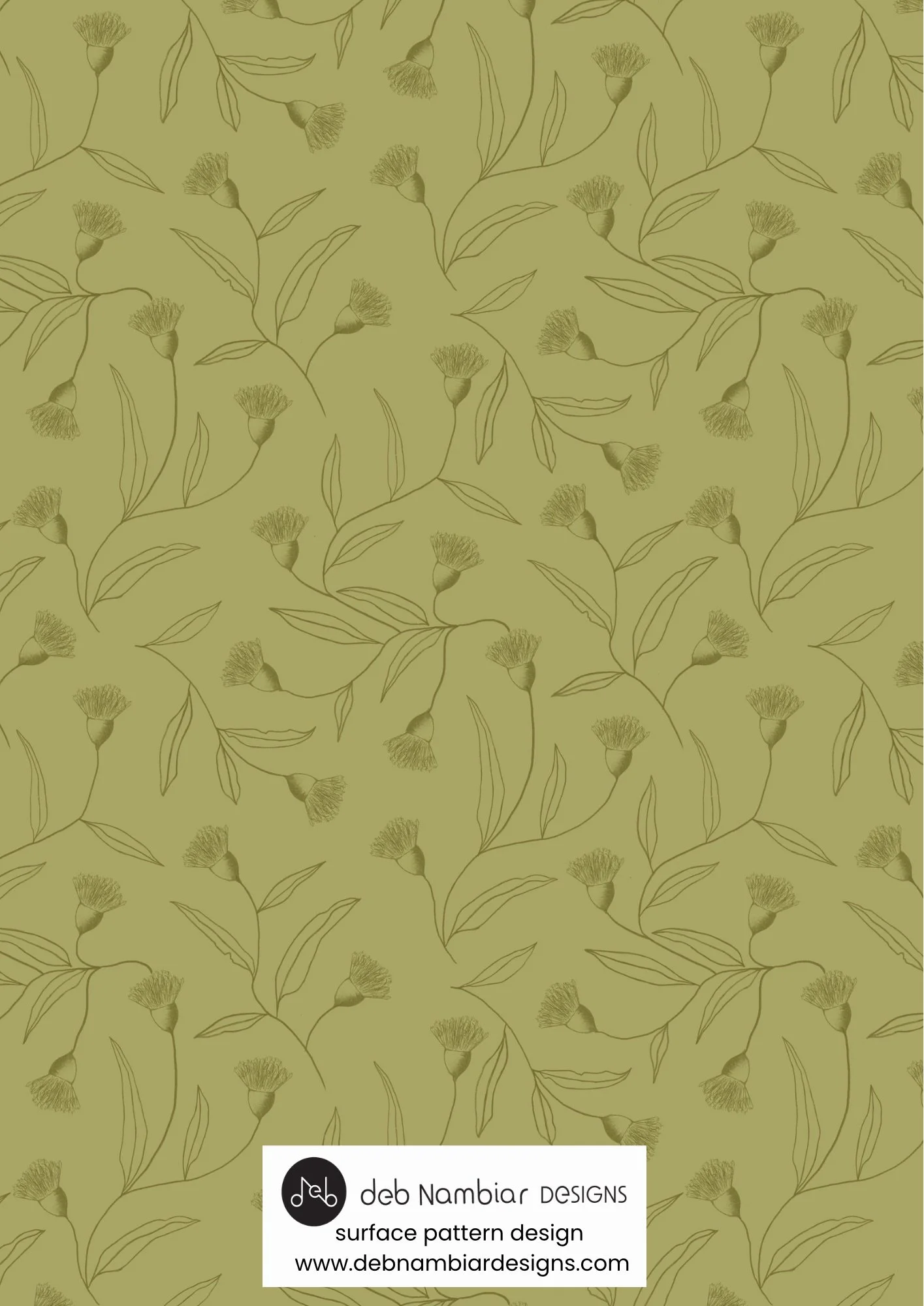 Flowering Gum Trails - Tussock Gold - Mid Olive Tonal