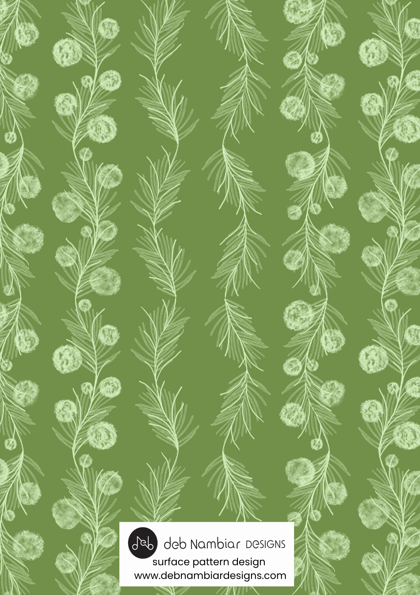 Wattle & Kōwhai Vine - Native Bush Green - Mid Yellow Green Tonal
