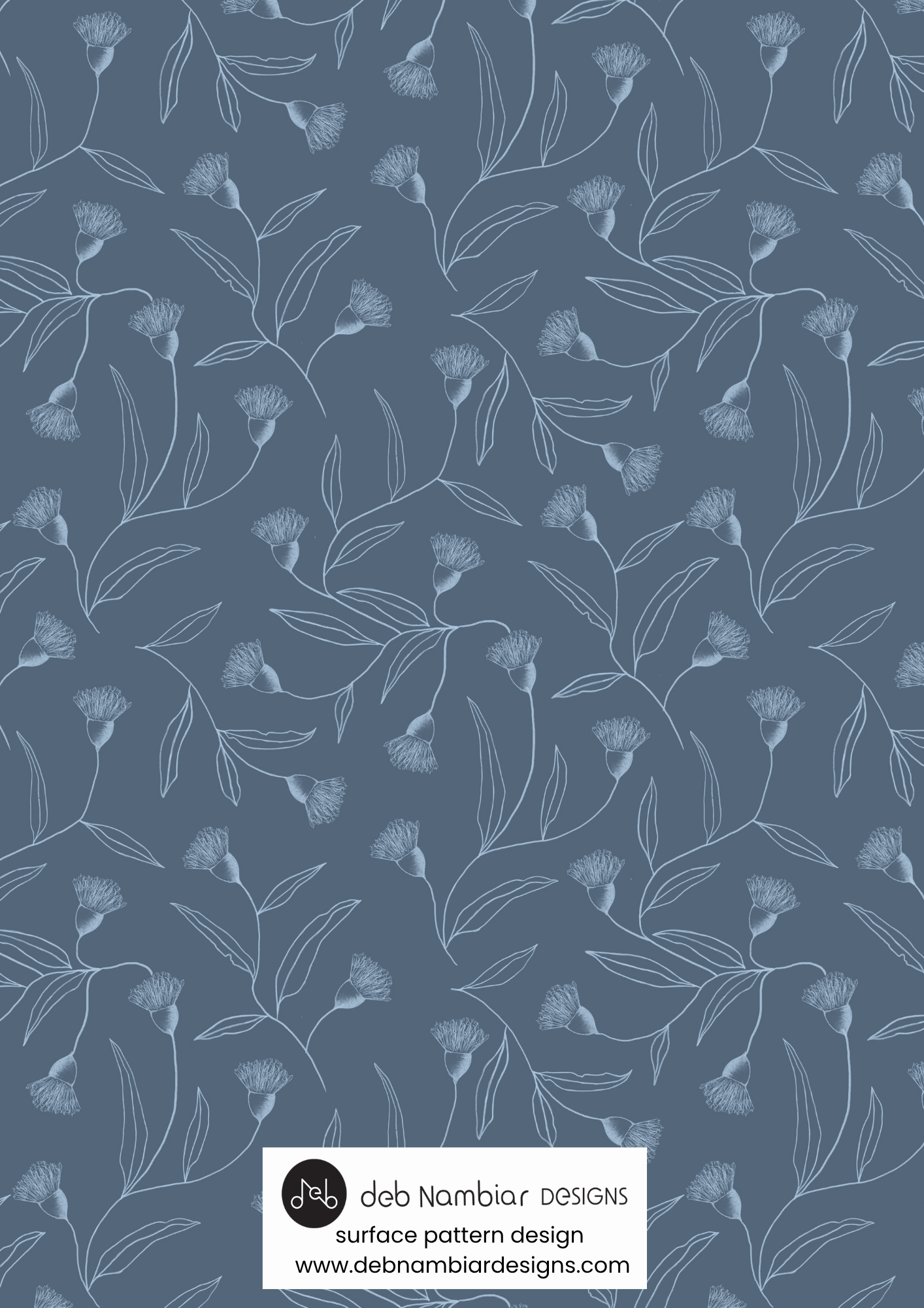 Flowering Gum Trails - Tasman Blue - Deep Blue Tonal