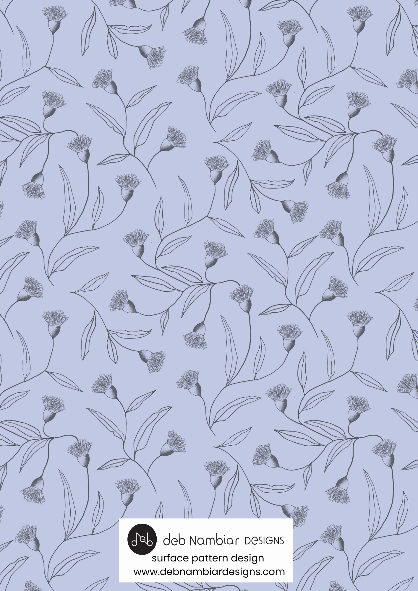 Flowering Gum Trails -  Native Bush Green  - Soft Purple Grey Tonal