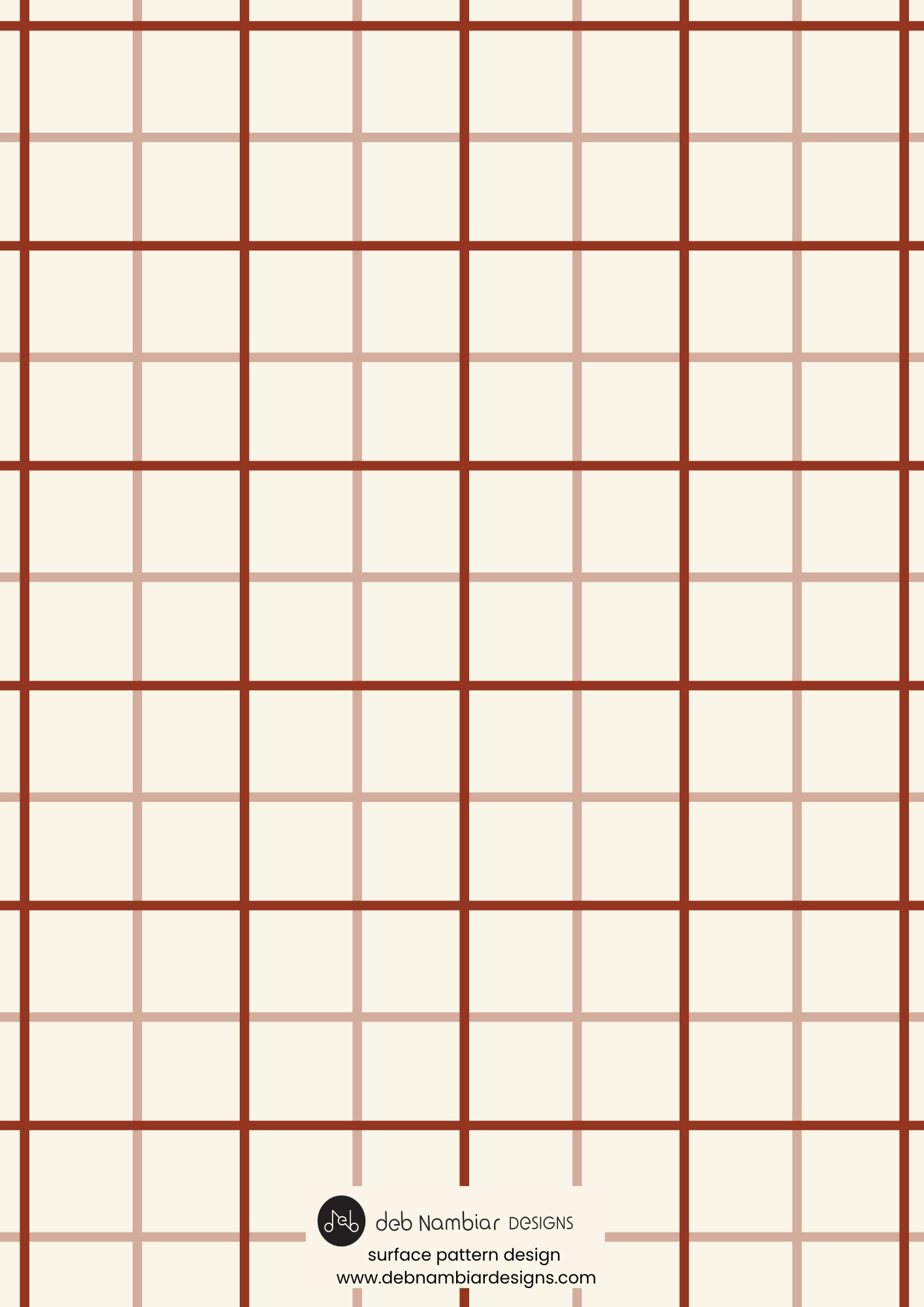 Aussie Outback Plaid:
Medium Scale Repeat - Cream & Iron Ore