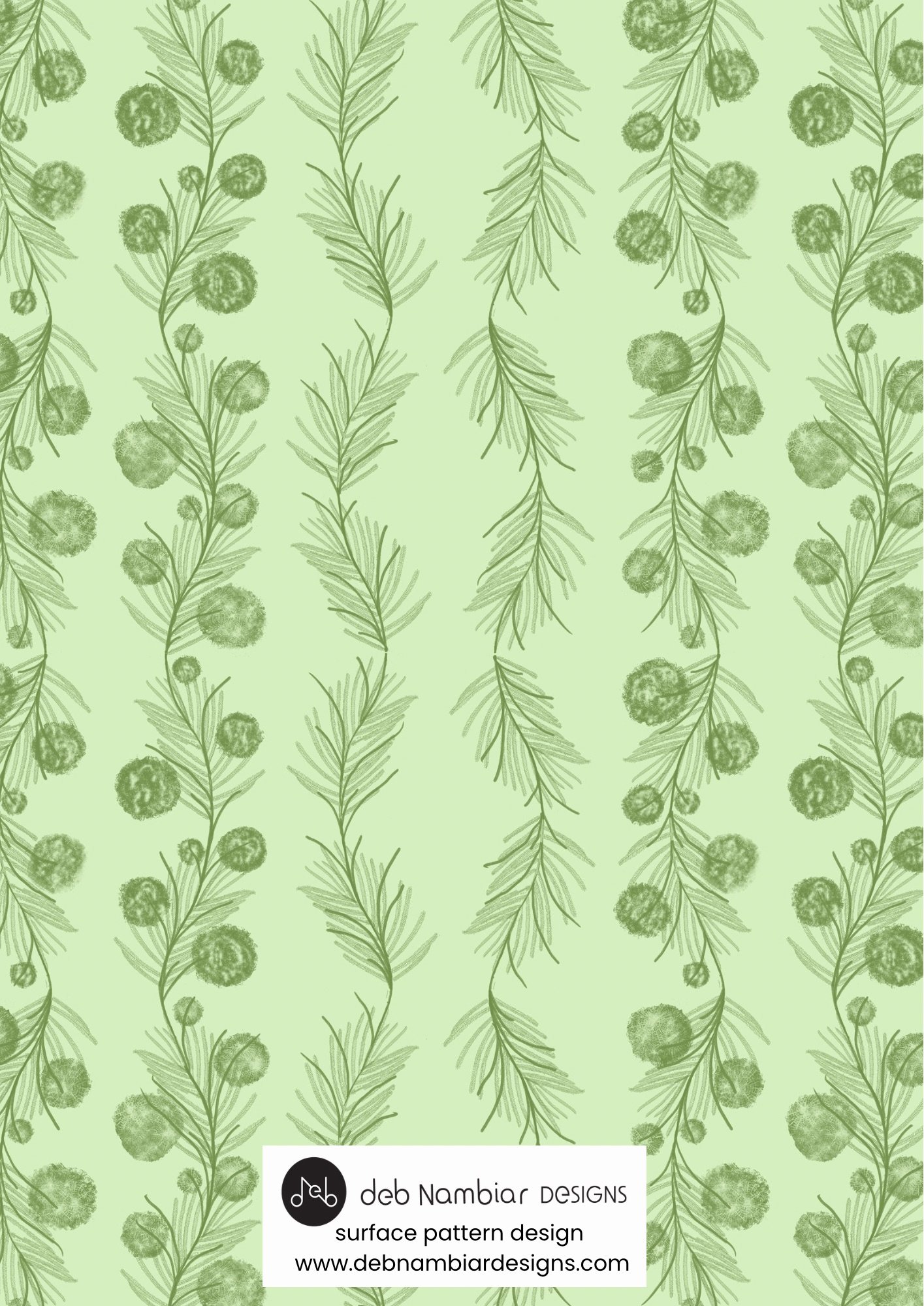 Wattle & Kōwhai Vine - Native Bush Green - Soft Yellow Green Tonal