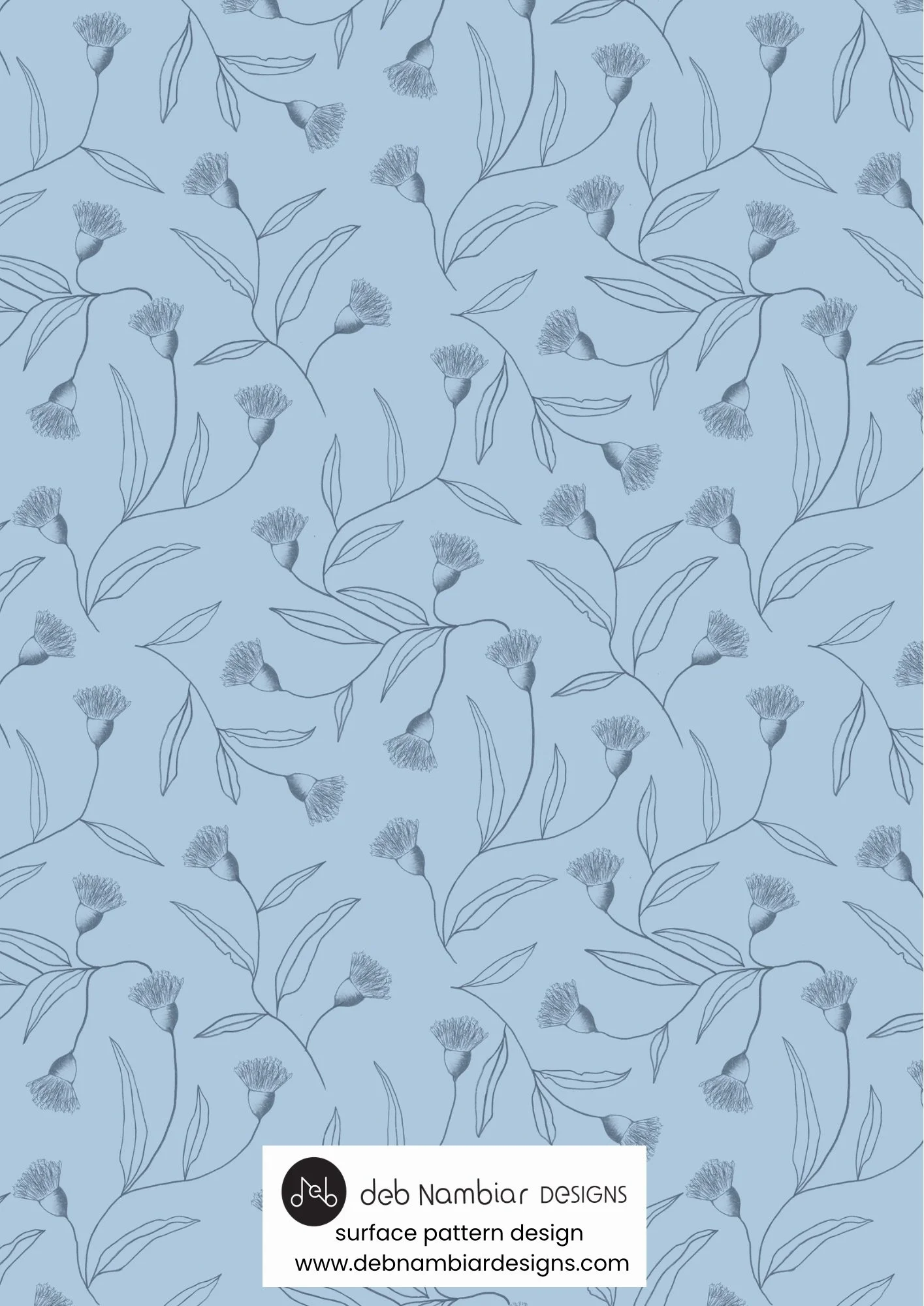 Flowering Gum Trails - Tasman Blue - Soft Blue Tonal
