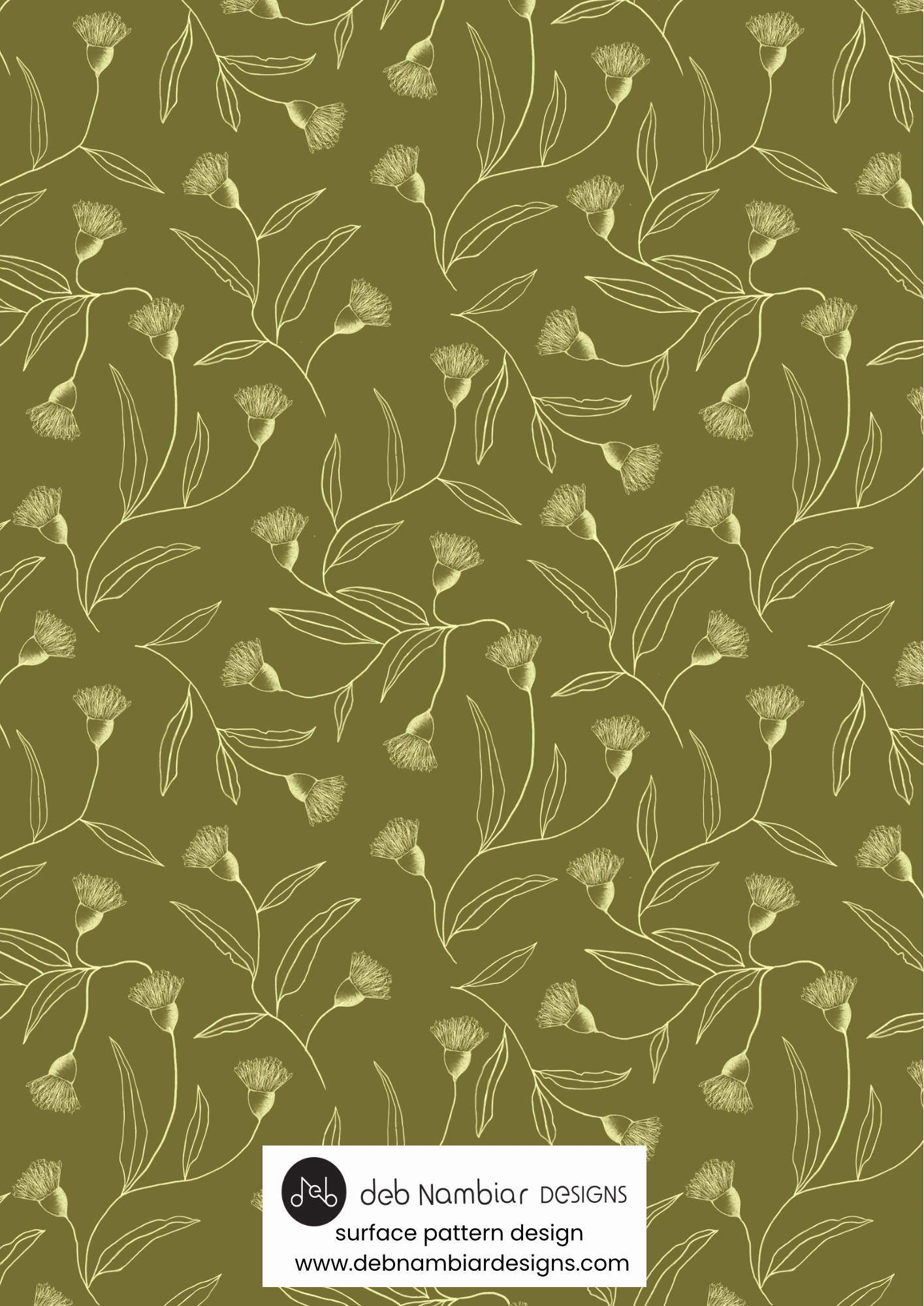 Flowering Gum Trails - Tussock Gold - Deep Olive Tonal