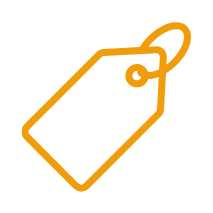 Orange outline of a price or merchandise tag