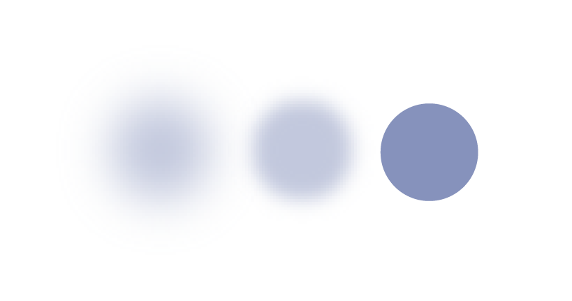 Three overlapping circles of different sizes with shades of blue on a black background.