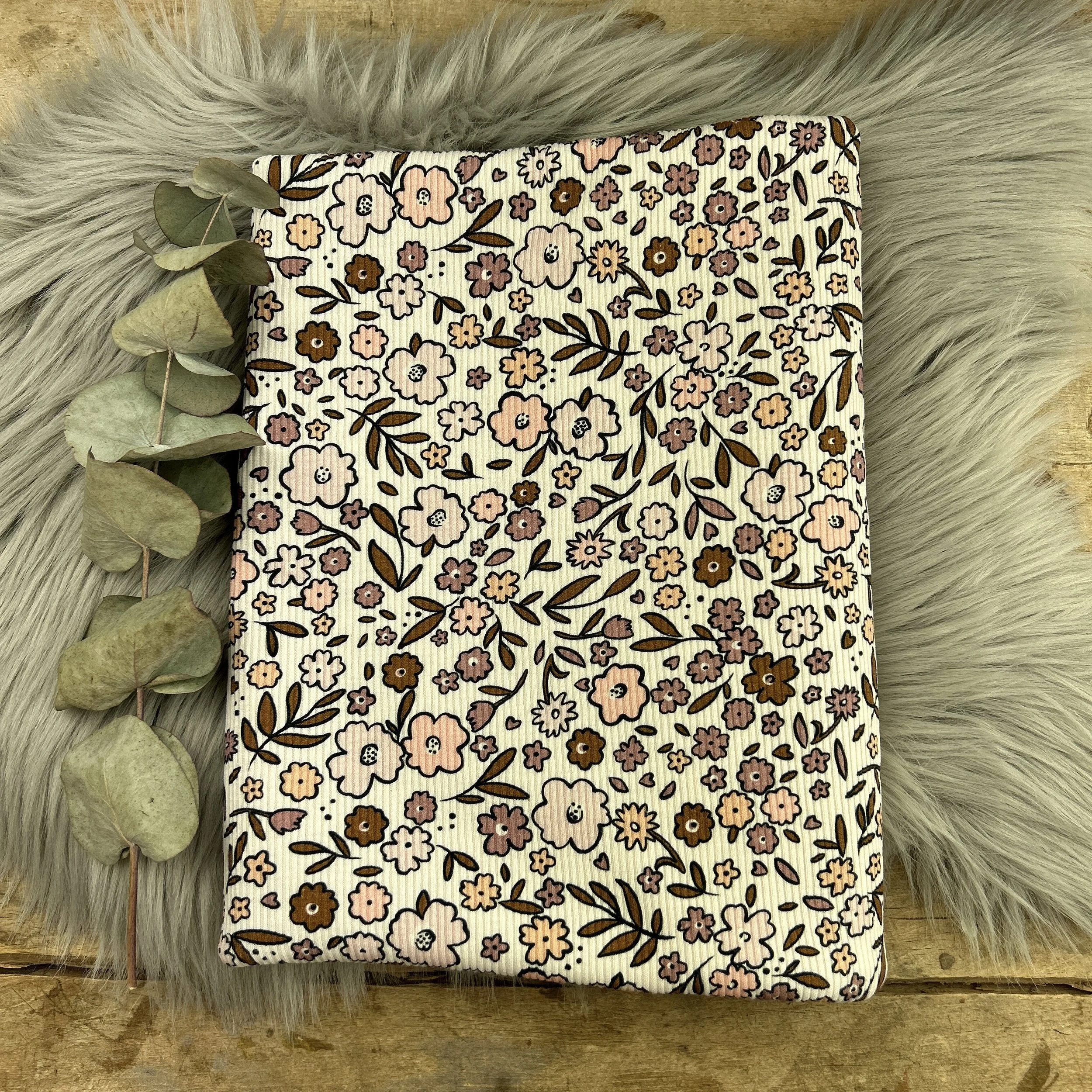 Ribjersey Blumen rosa / 030