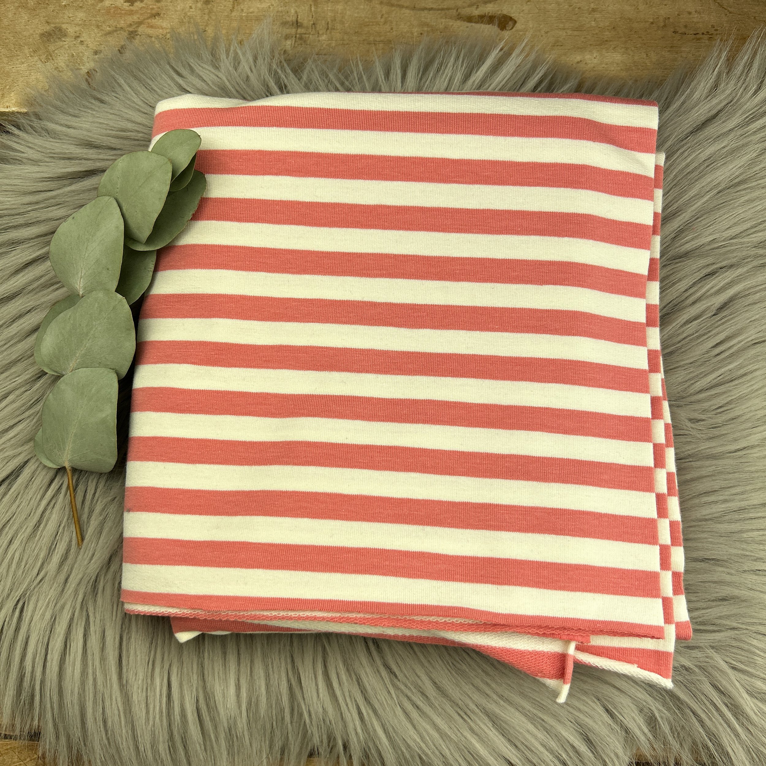 French Terry pink/weiß / 092