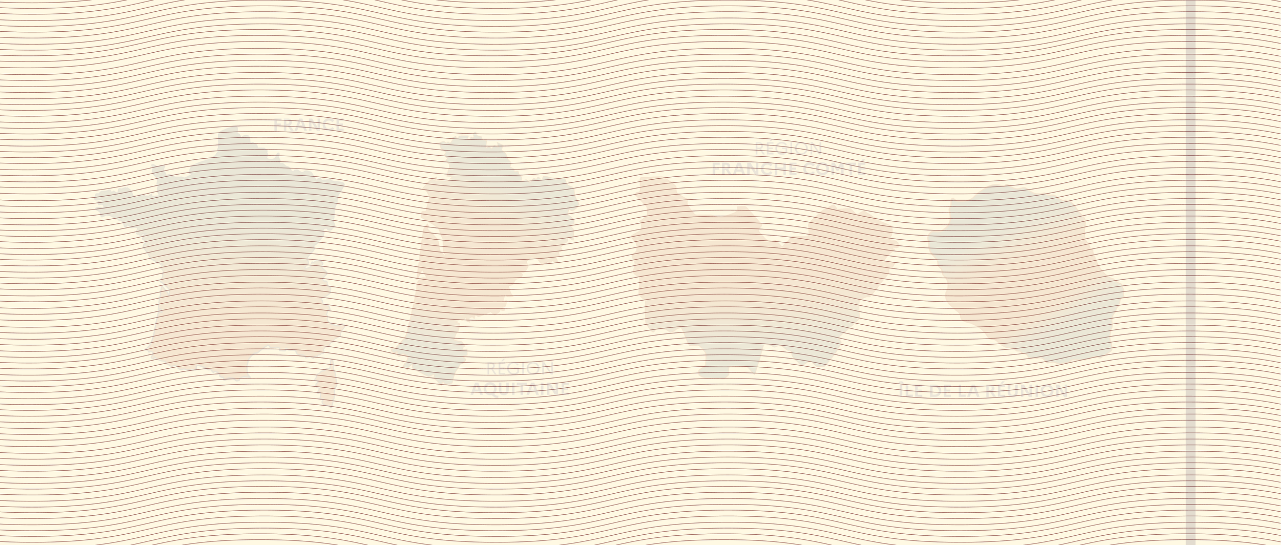 Carte de la région France avec régions Aquitaine, Franche-Comté, La Réunion, et autres régions.