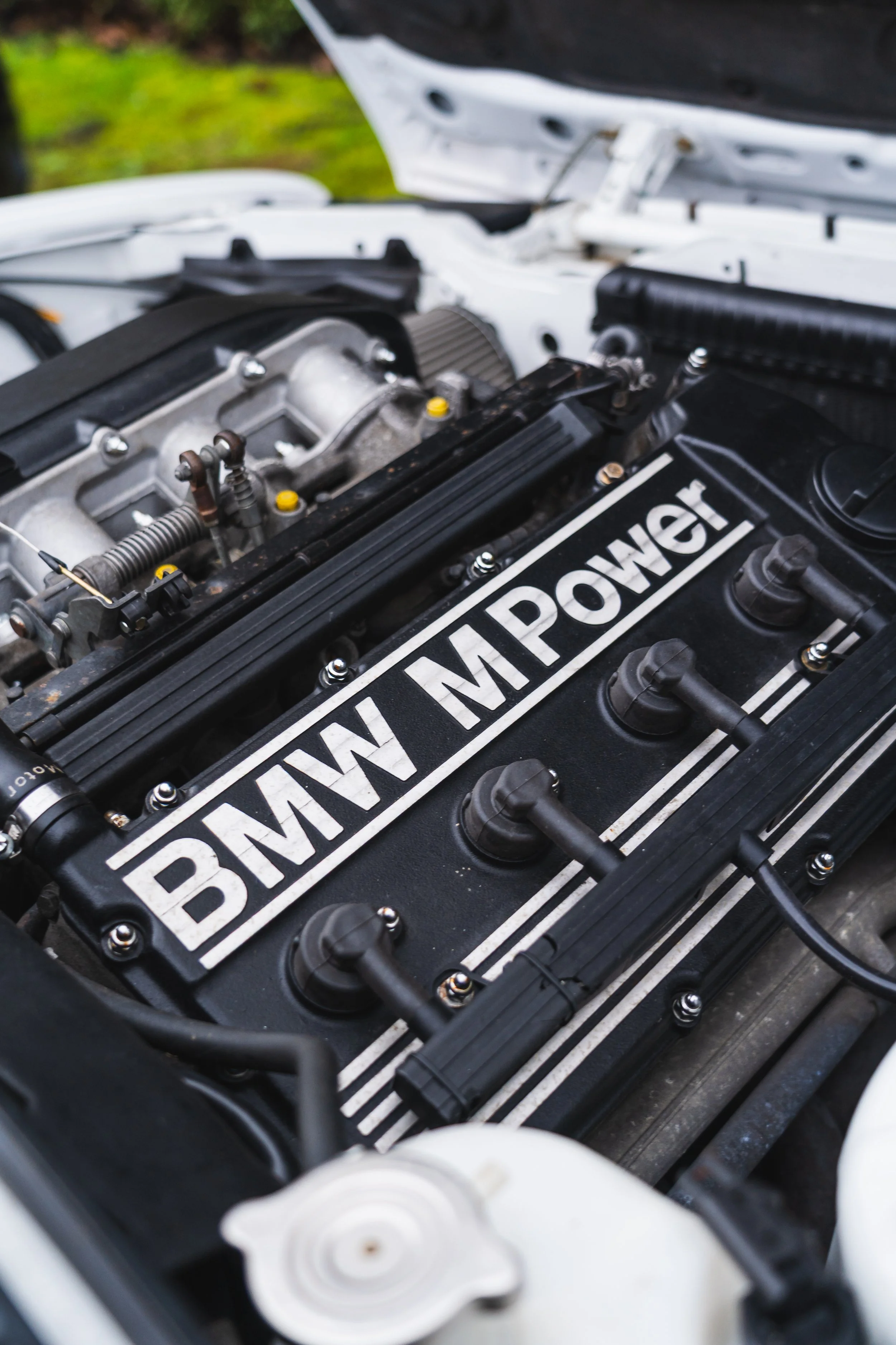 Close-up of a BMW engine with 