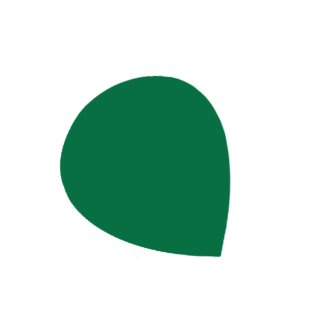 Groen cirkeldiagram met een blauwe stip er onder.