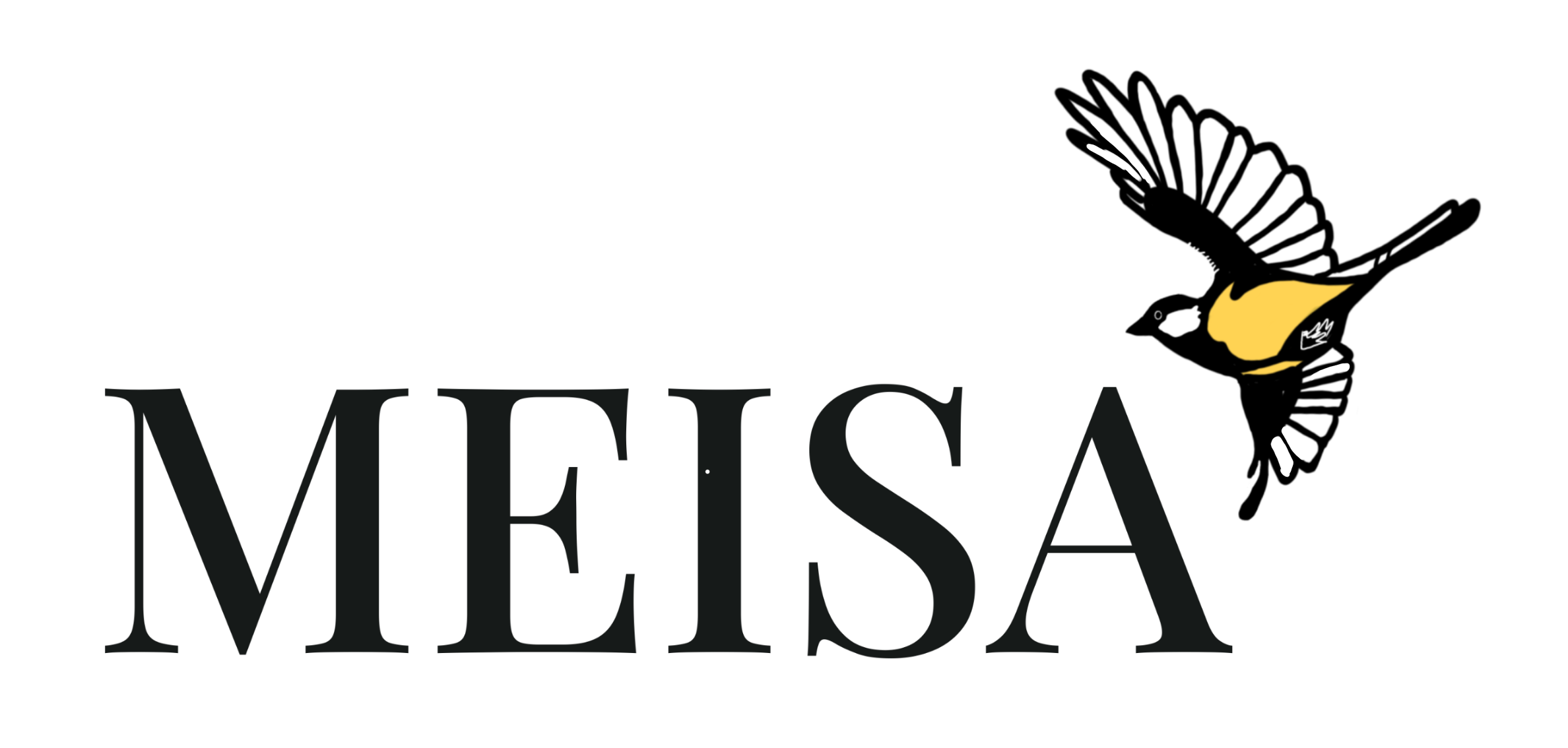 Logo met de tekst 'MEISA' en een koolmees die staat voor het nieuwsgierige karakter van het laagdrempelige en verfrissende adviesbureau.