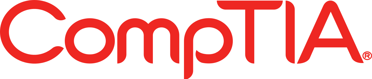 The logo of CompTIA in red text on a black background.
