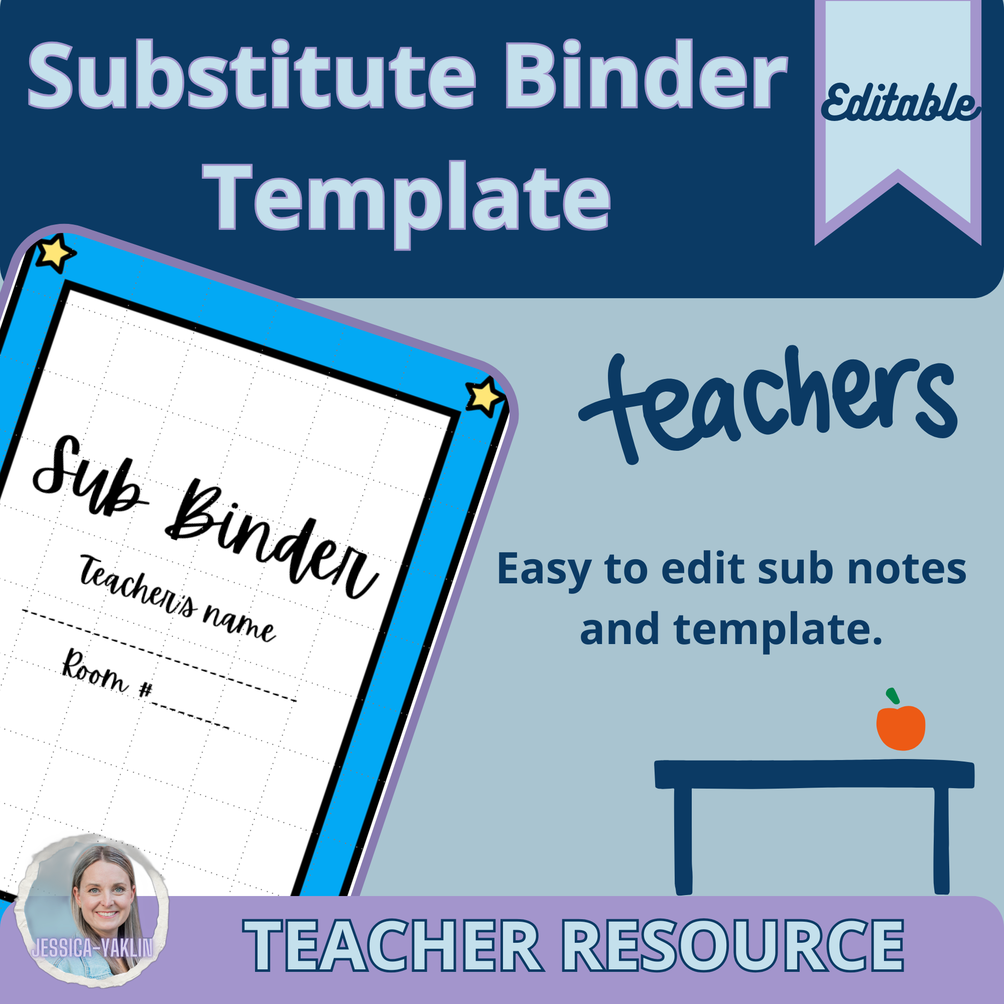 Substitute Plans Editable Template: Middle and High School