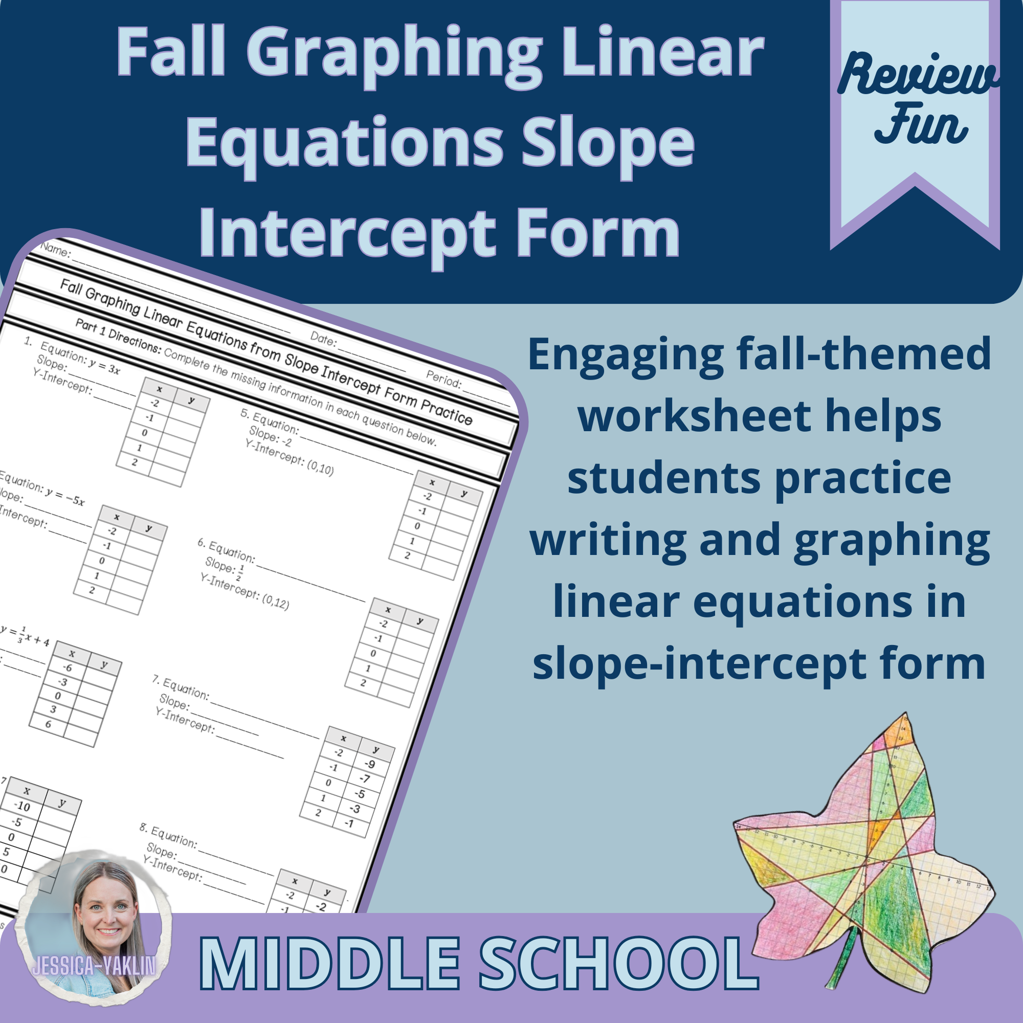 Fall Themed Slope Intercept Form Graphing Practice