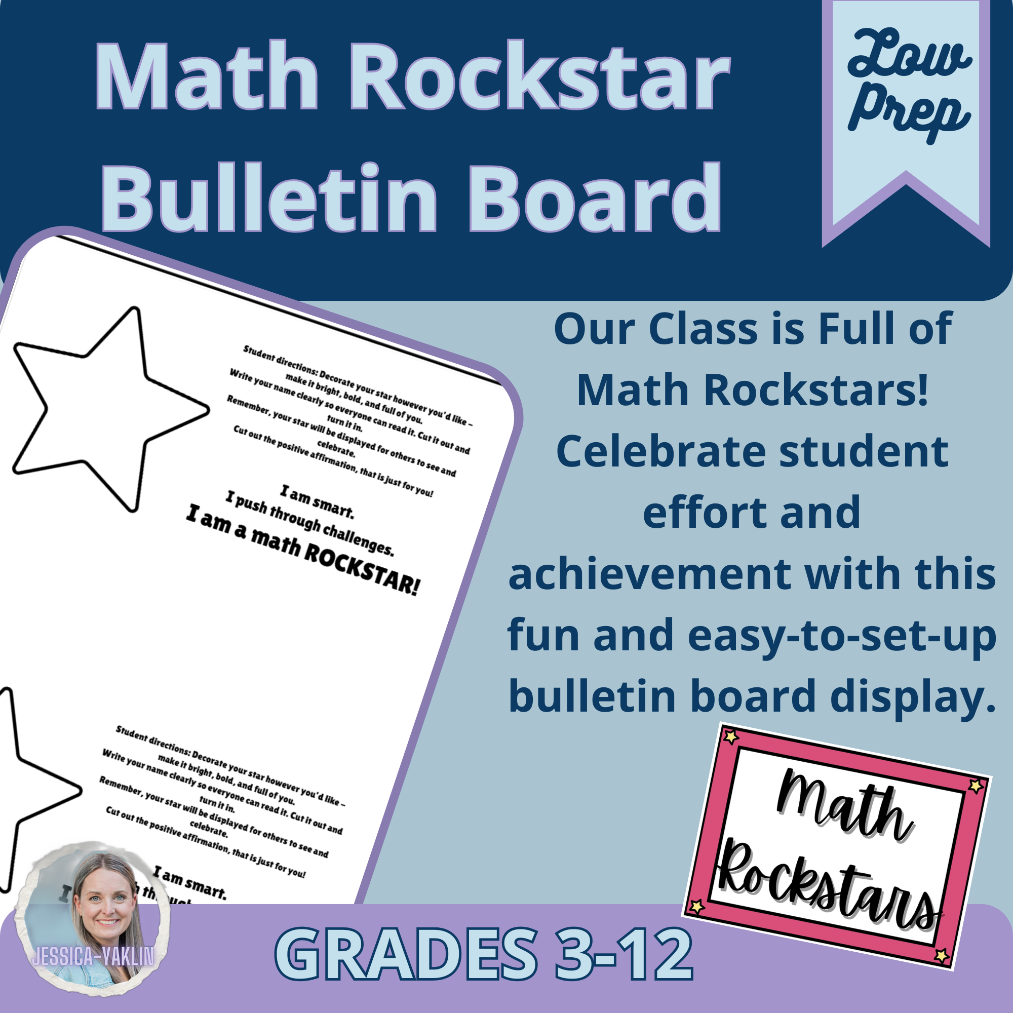 Math Rockstar Affirmation Template & Bulletin Board Kit
