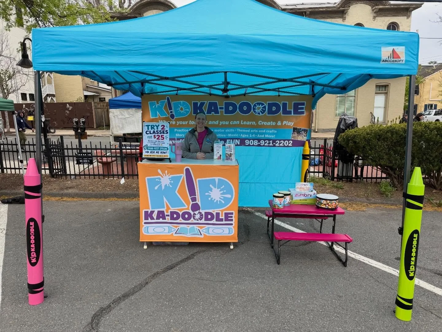 We&rsquo;re all set up and ready for a fun-filled day at Shad Fest in Lambertville &mdash; rain or shine! 

Don&rsquo;t let the rain stop you! Come visit Kid Ka Doodle, say hi, and learn a little about our programs. Then continue to stroll the festiv