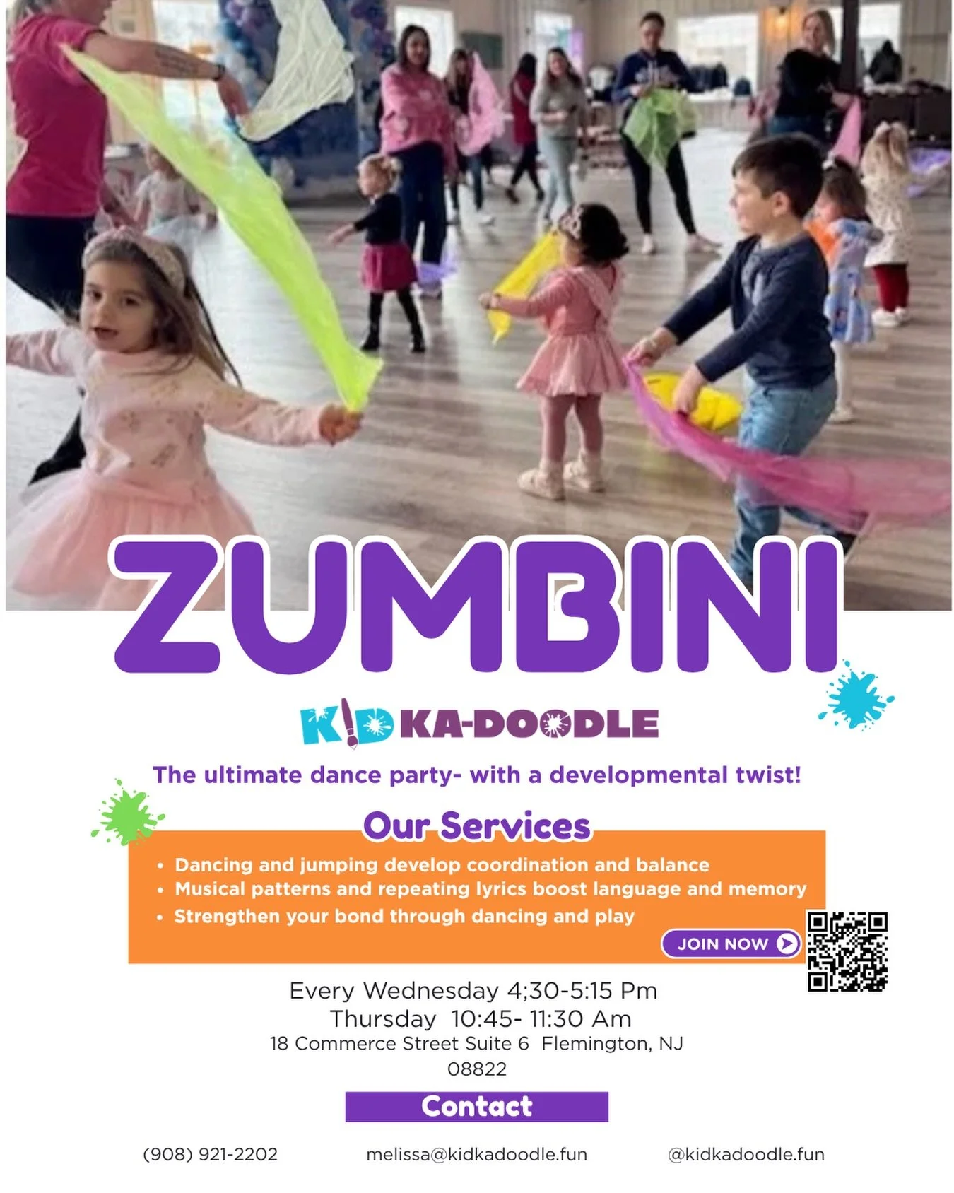 Do you have a ittle one who can&rsquo;t stop moving?  Perfect. We don&rsquo;t either!🤗

Zumbini is the ultimate dance party with a developmental twist. 🎶
Ages 6 months to 4 years 

🟢 We dance and jump for coordination and balance.
🟣We sing catchy
