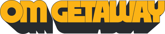 OM Getaway logo in bold yellow and black text