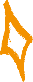 Forme géométrique abstraite en orange sur fond blanc.
