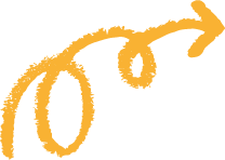 Flèche dessinée à la main en couleur orange