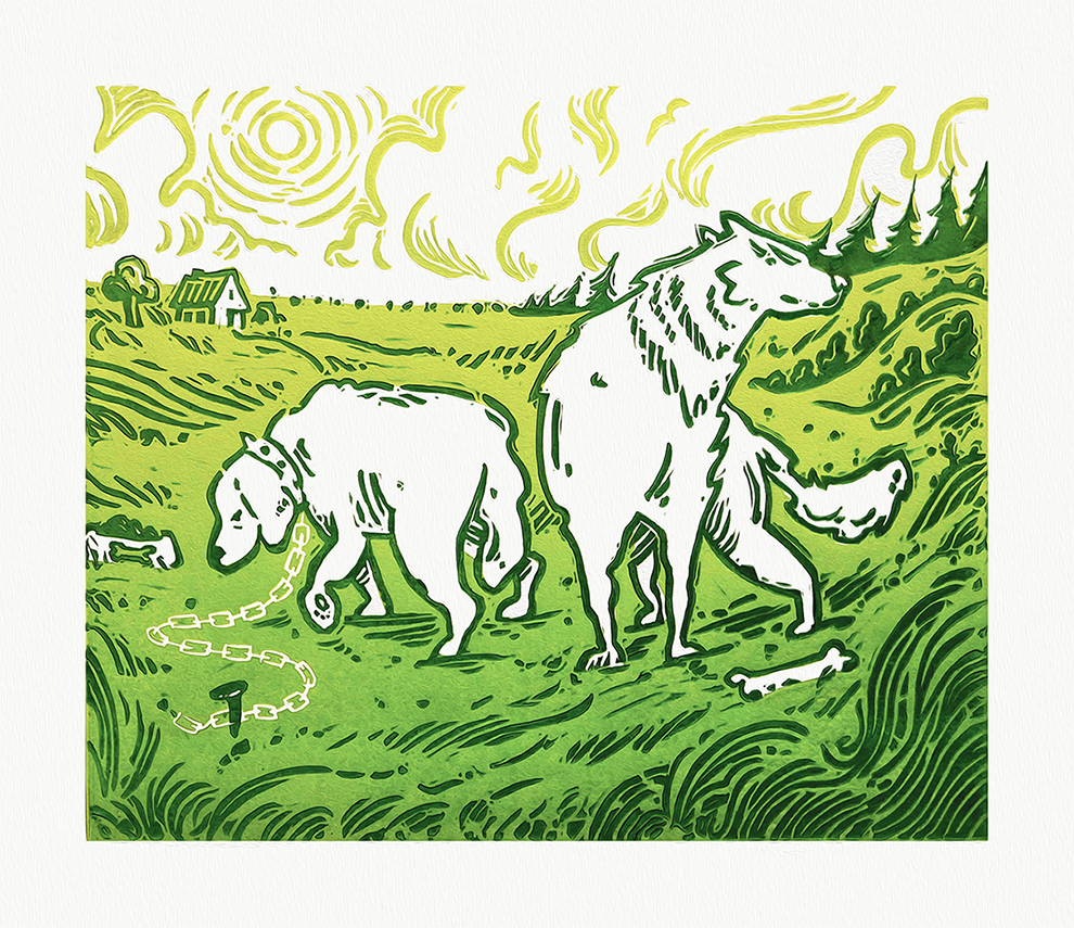 The Wolf and the House Dog (2025)
10" x 11"