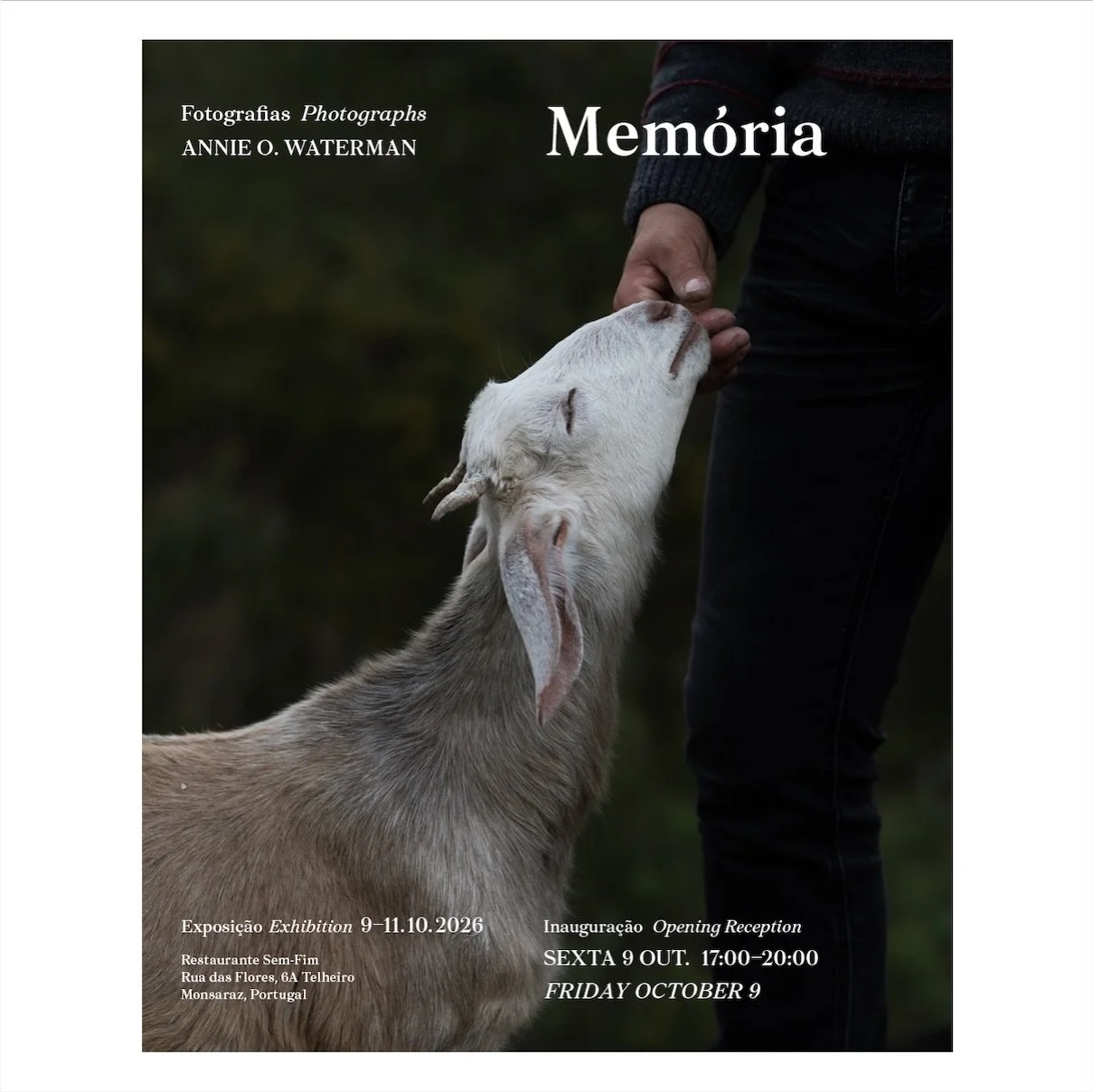 SAVE THE DATE!

Details: Annie&rsquo;s Photo Expo: Mem&oacute;ria
When: October 9th, 5 - 8 p.m.!
Where: Sem Fin Restaurant (second floor), Monsaraz, Portugal (Alentejo)

A bit about this show - for those who know me well, you know that over the years