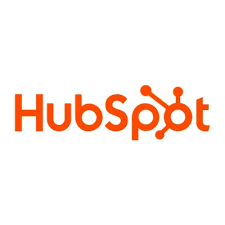 HubSpot logo with orange text and connected dot design