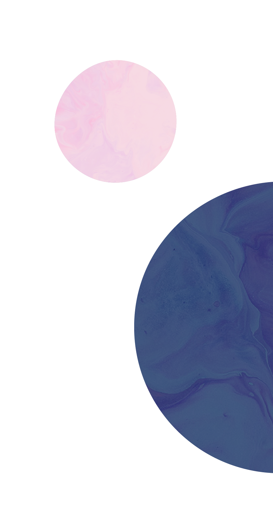 Abstract digital artwork featuring three large marble-like spheres in pastel pink, light purple, and dark blue, set against a black background with a pinkish hue.