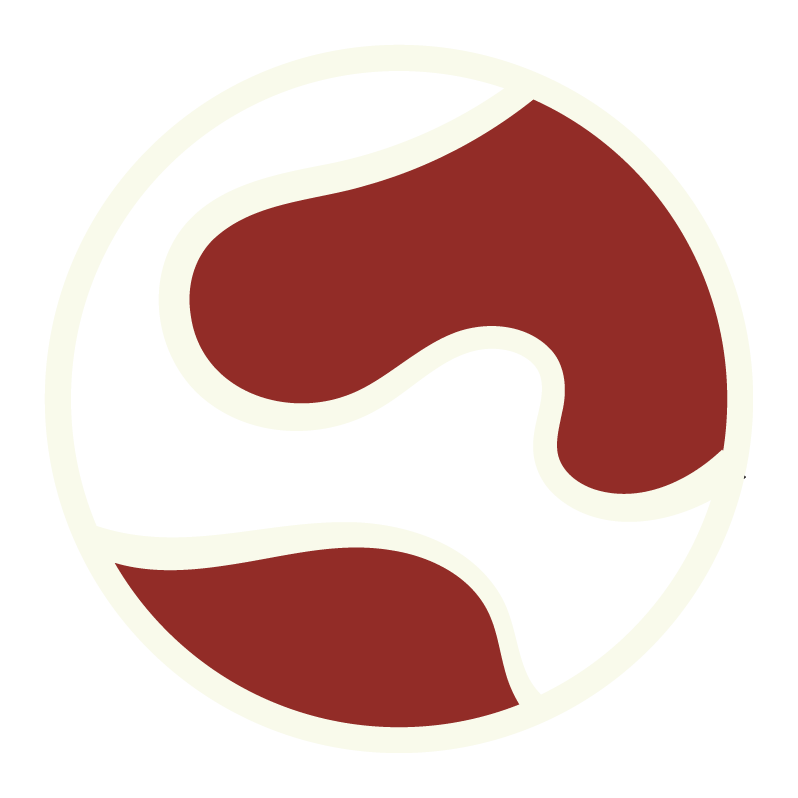 Stylized soccer ball design with black and maroon sections outlined in white.