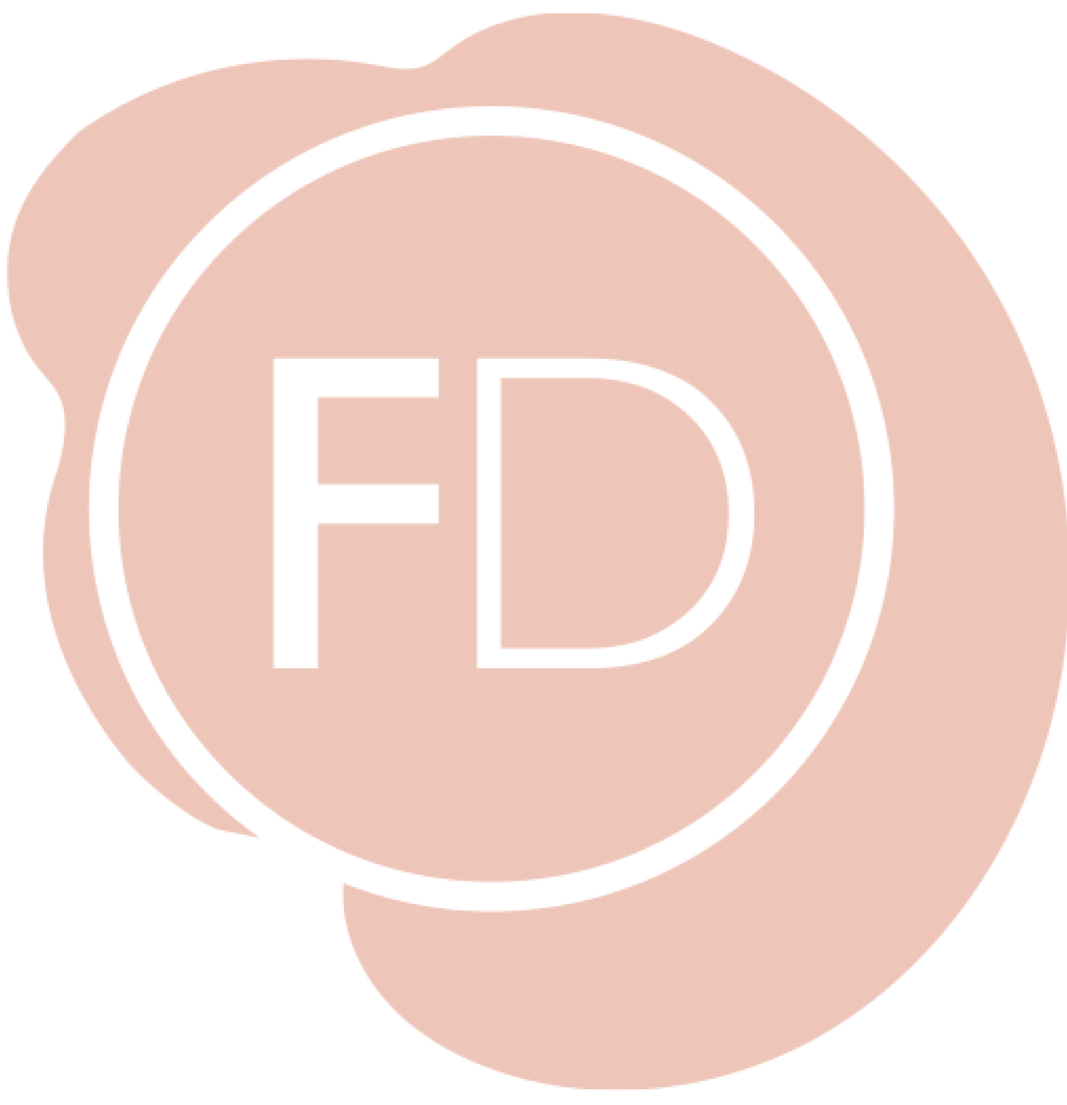 FD logo with a pink abstract background and white circle outline.