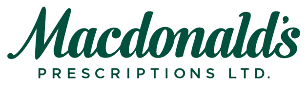 Logo of Macdonald's Prescriptions Ltd. with stylized green text.