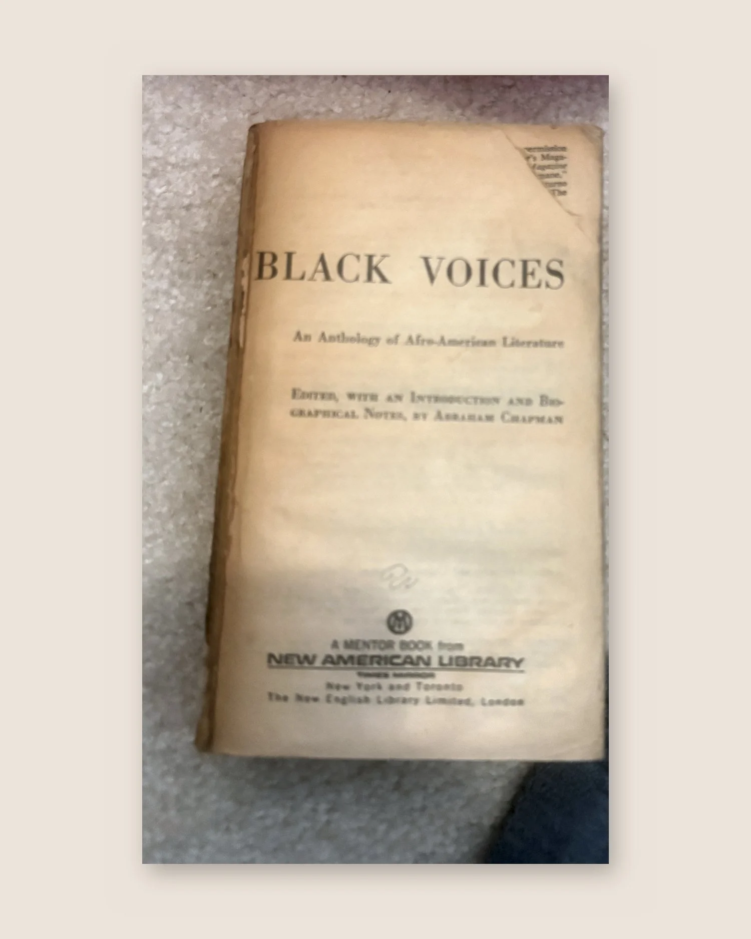 Black Voices: An Anthology of Afro-American Literature