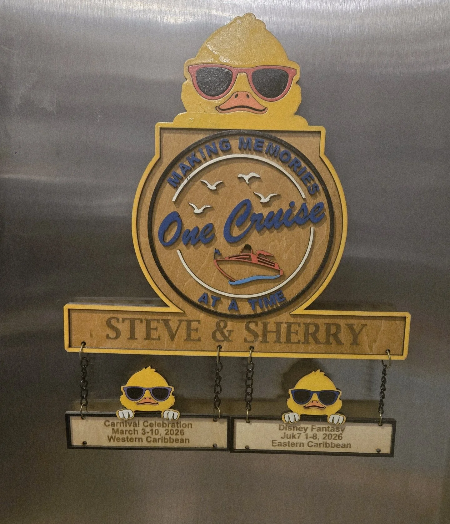 Personalized Cruise Duck Door Sign with History Banners