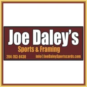 Business card for Joe Daley's Sports & Framing with contact info