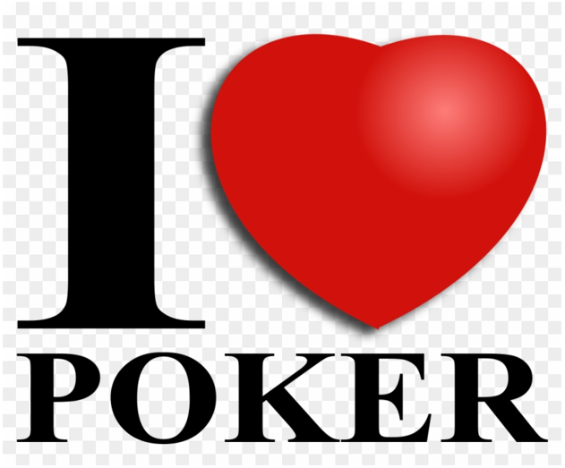 Text image with the words 'I love poker' using a red heart symbol for the word love.