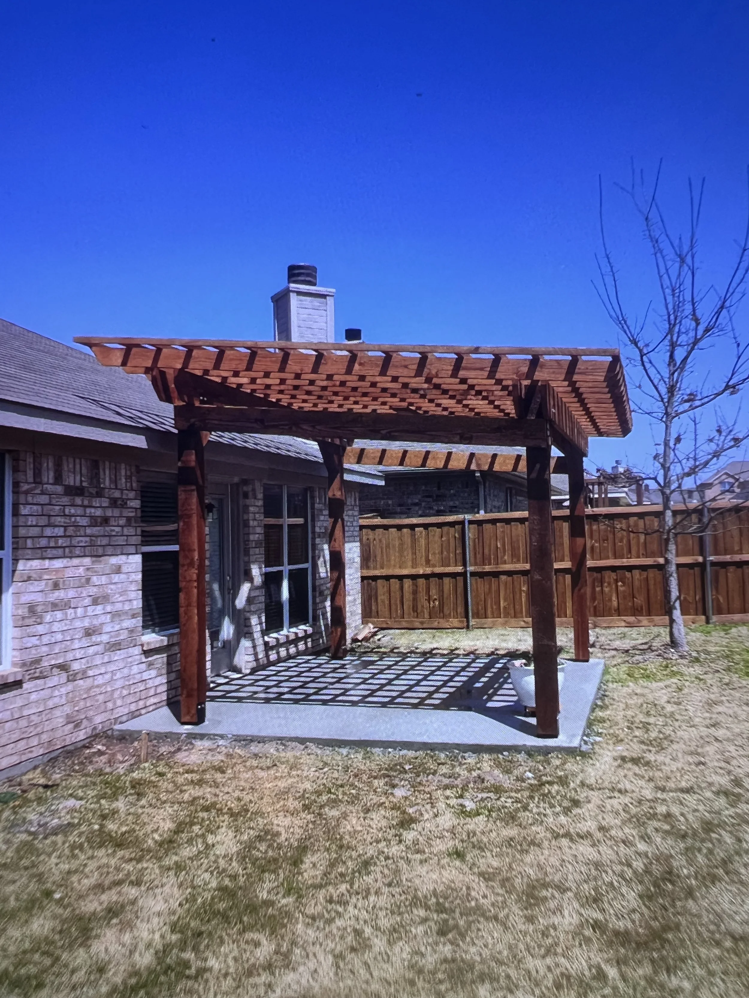 Wooden Pergola Patio Cover in Fort Worth Texas