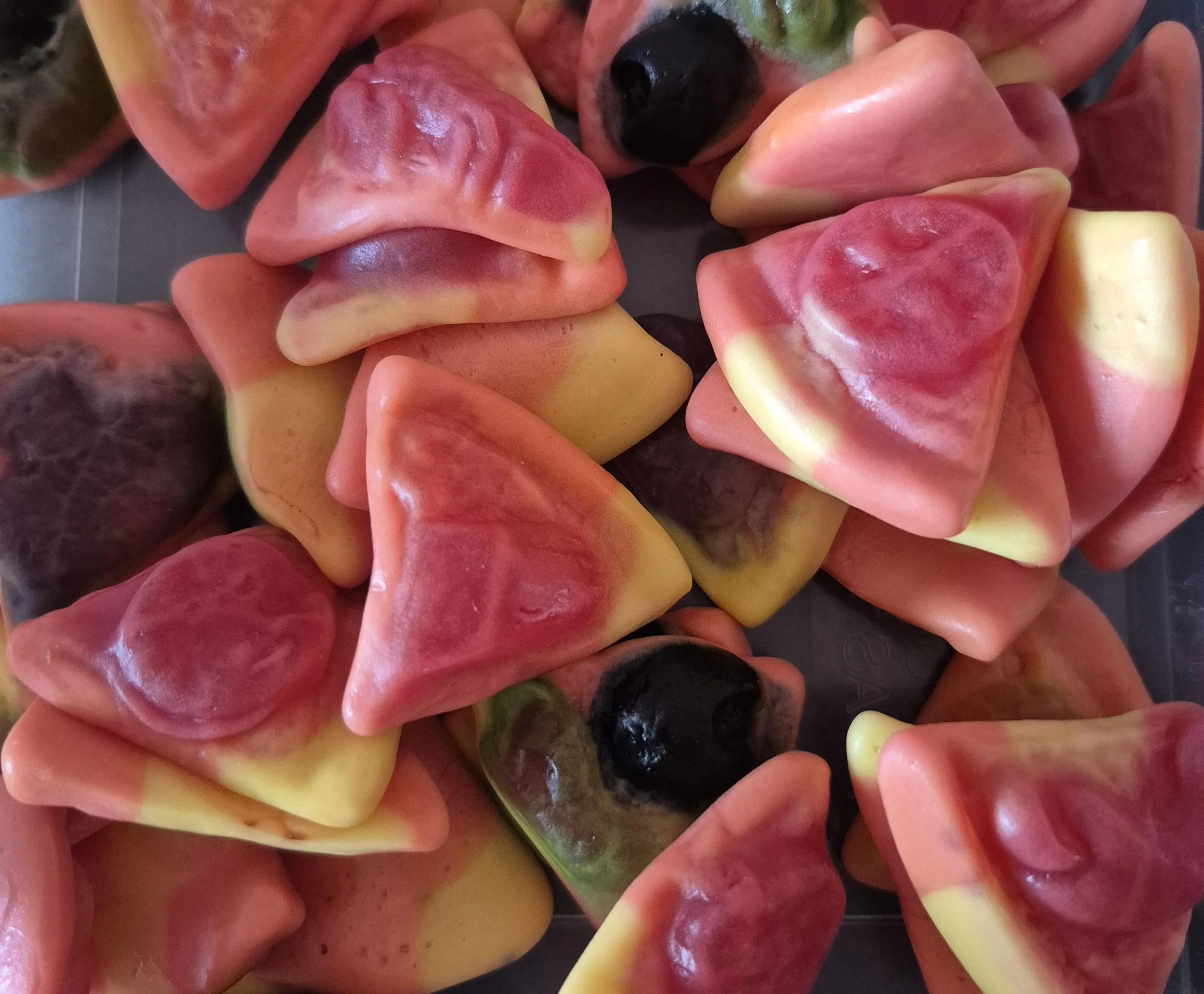 Jelly filled pizza slices