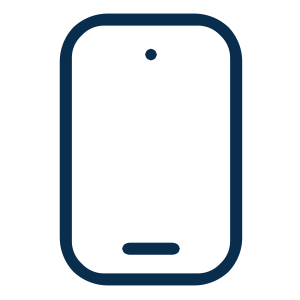 Outline of a smartphone with a circular home button at the bottom.