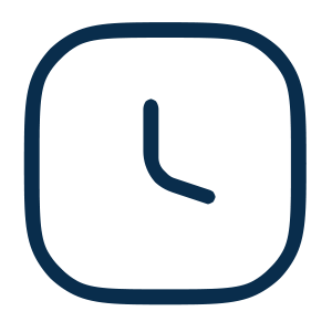 A simple clock icon with a circular border and clock hands showing 3:00.