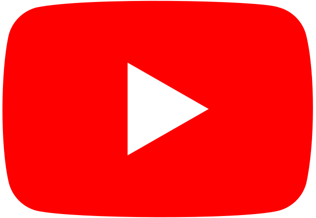 YouTube logo with a red background and a white play button in the center.