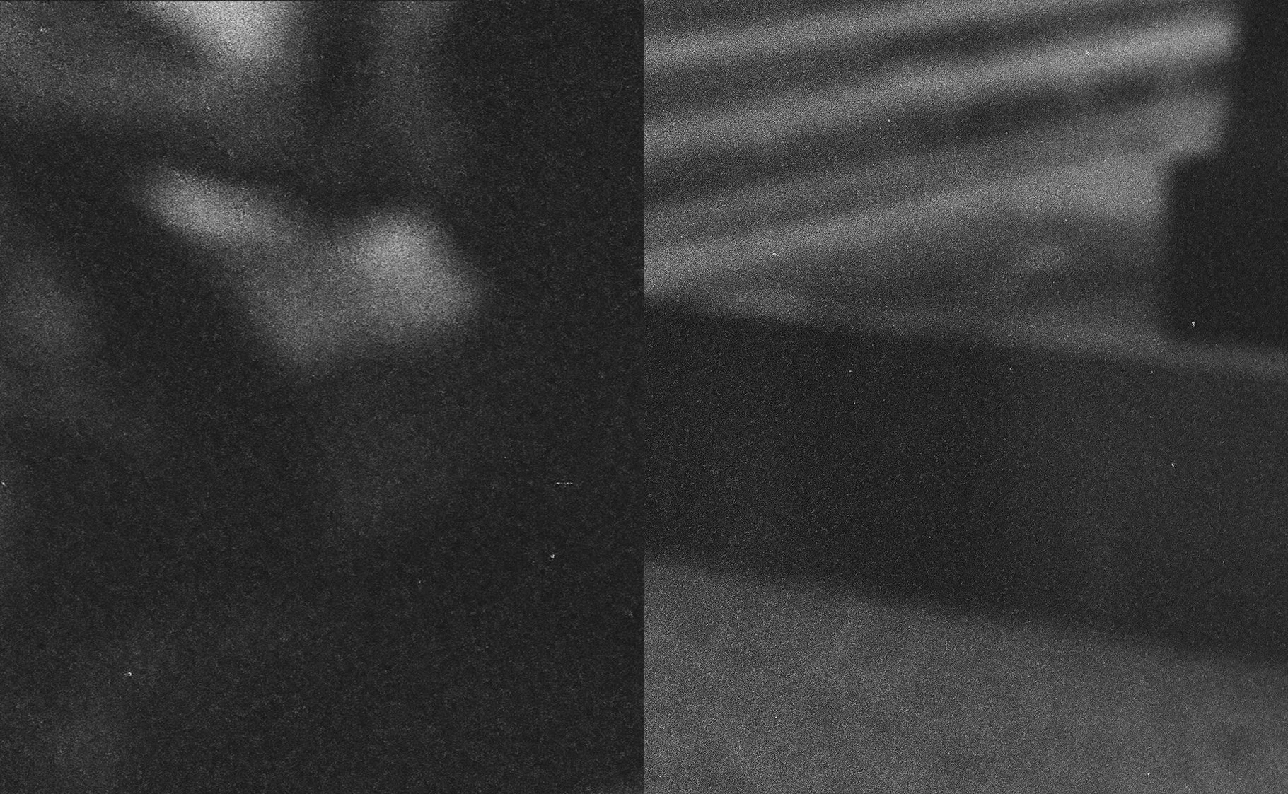 A black and white abstract photo divided into four sections, featuring blurry textures and patterns that resemble fabric or surface textures with varying shades of gray.