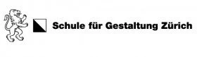 Schriftzug der 'Schule für Gestaltung Zürich' mit Logo eines Löwen