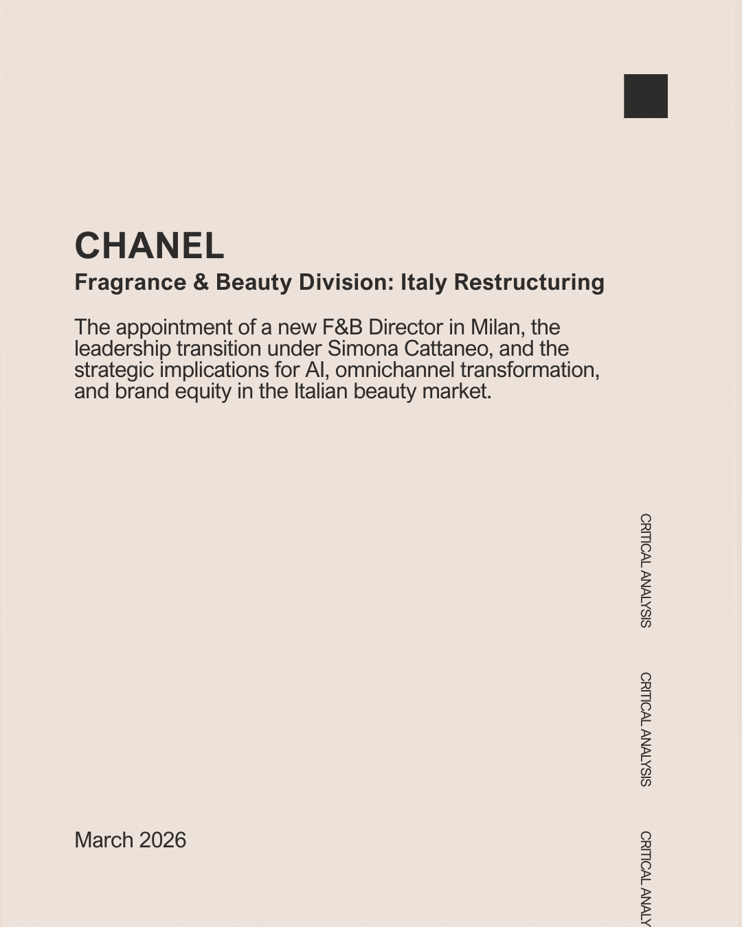 Chanel: F&amp;B Italy Restructuring