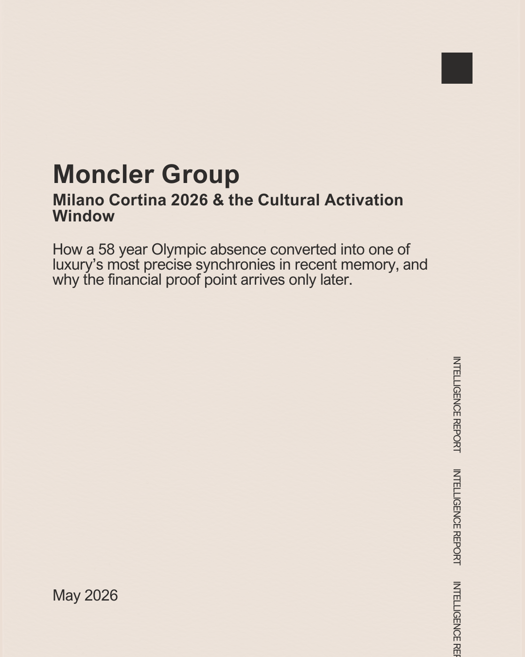 Moncler Group: Milano Cortina 2026 &amp; Cultural Activation Window