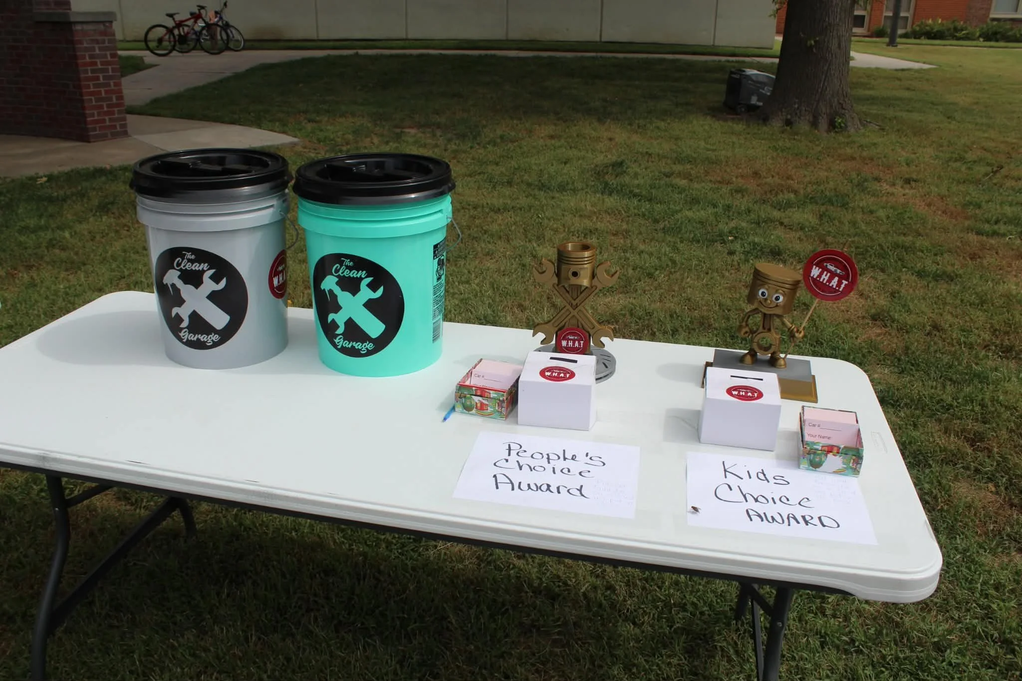 Left to right are the Best Paint and Best Interior detail buckets, People's and Kid's Choice Award. 

Shot by our own Wahoo resident, Angiee Dey
