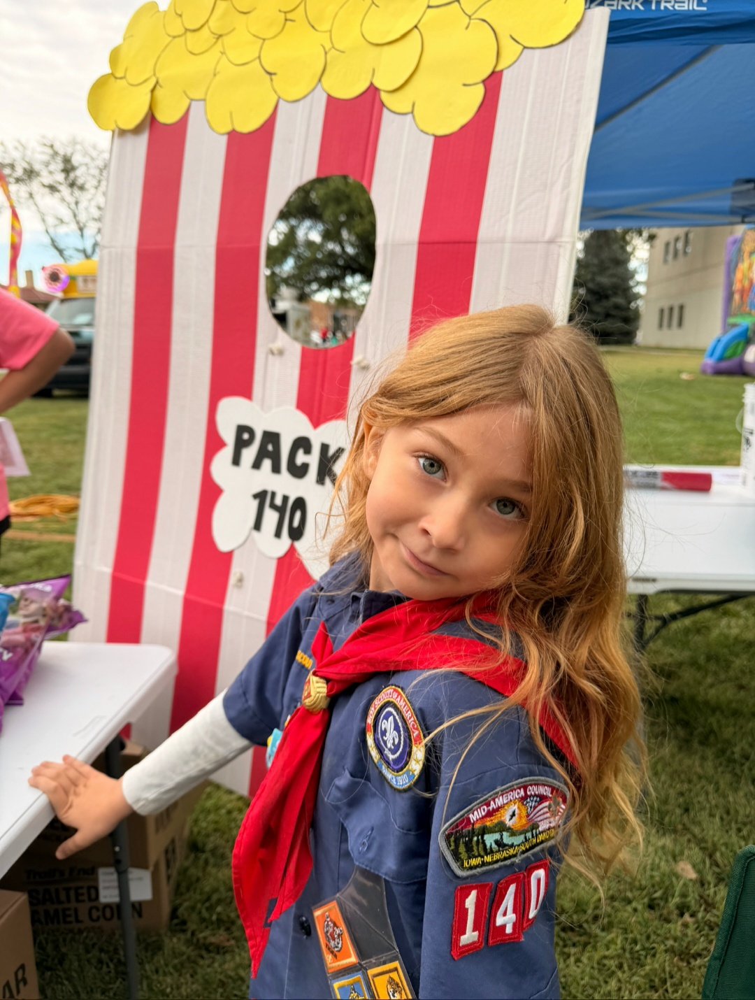 This scout was all business about the popcorn sales on this day! Shot by a scout from Troop #140
